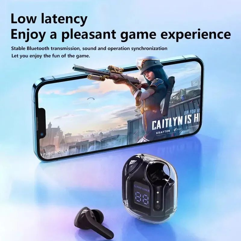 TWS Air 31 Wireless Bluetooth 5.3 Transparent Earbuds – Gaming Mode, Low Latency, Deep Bass, Touch Controls, Stylish LED Indicator, 30H Playtime, Fast Charging Case, Comfortable Fit, Universal Compatibility – Best Budget TWS Earbuds 2025