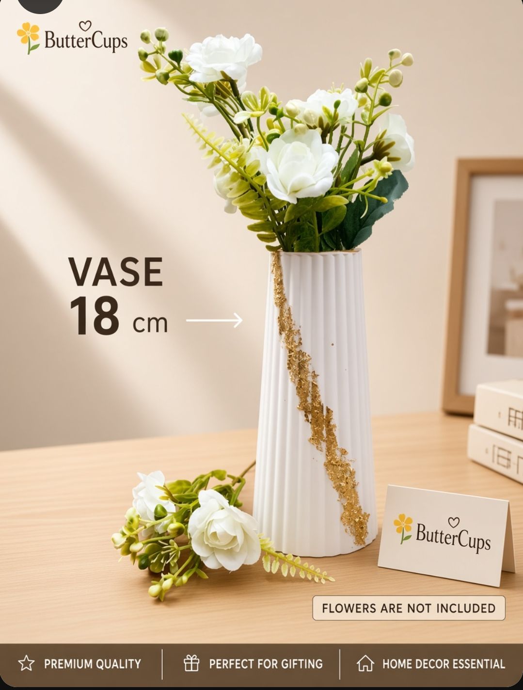Large Striped Vase for Home Decor, Big Ceramic Flower Vase for Living Room