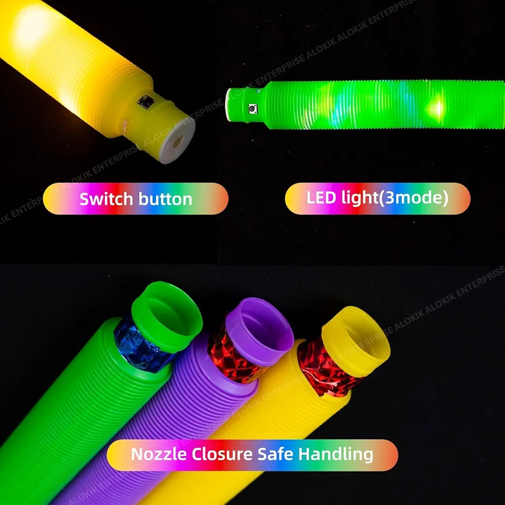 Led Light Pop Tube Toy Stretchy Bendable Pipe Toy Fidget Pop Toy Fidget Tube Toy Tube Sensory Toys