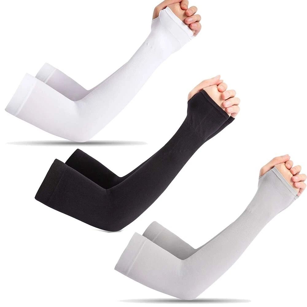 UV Protection Cooling Arm Sleeves For Men And Women Summer Compression Sports Arm Warmers With Thumb Hole Cycling