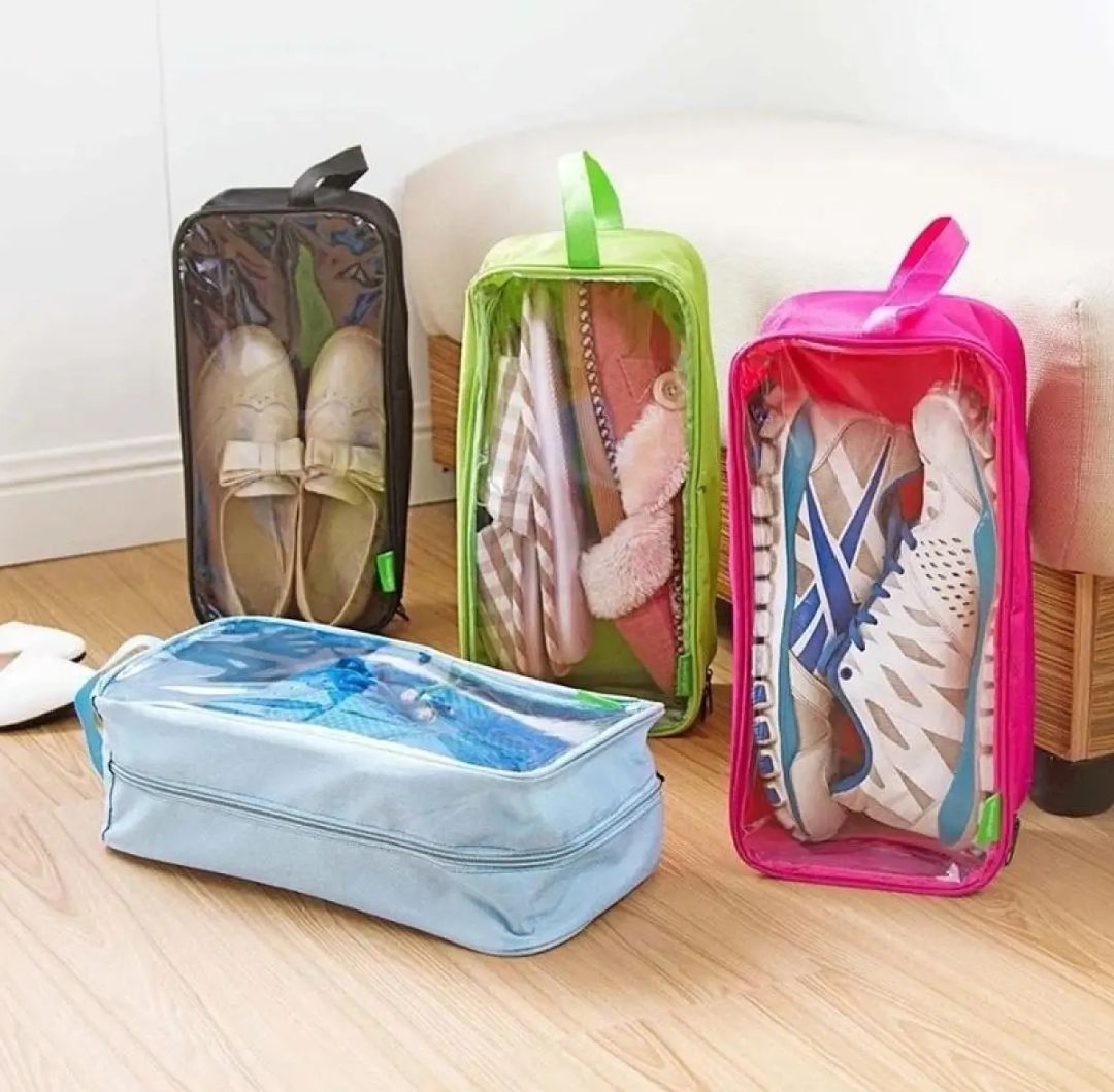 Non-Woven Travel Bag for Shoes - Portable Organizer Storage (Pack of 5)