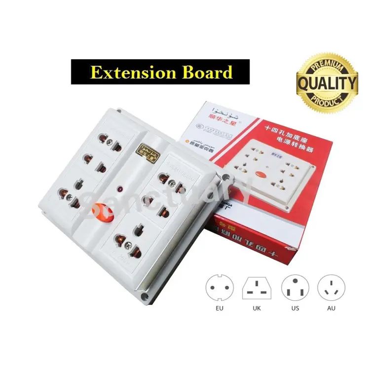 High Quality Extension Board Multiple EU/US/UK 6 Socket Daraz.pk