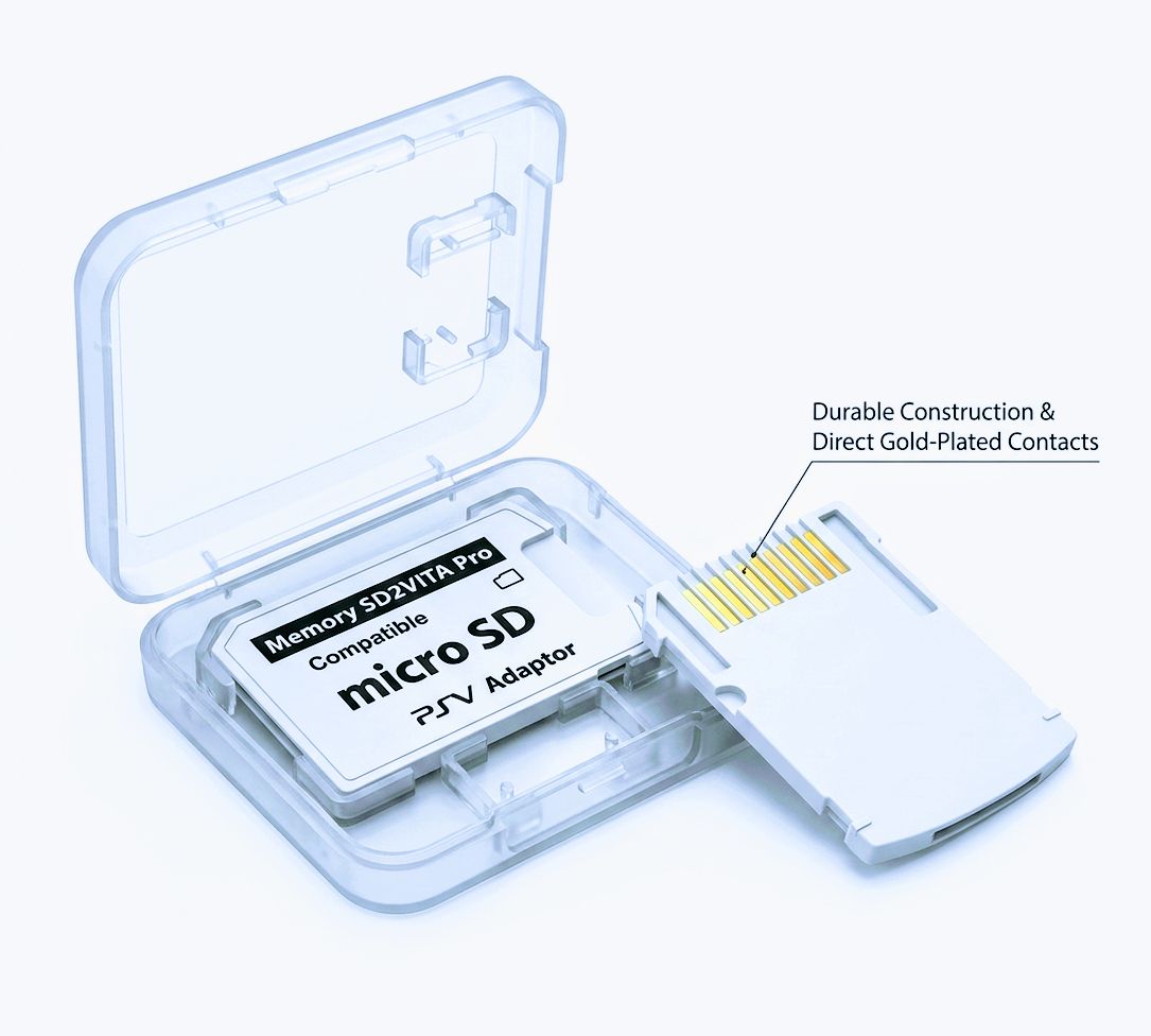 SD2VITA Pro MicroSD Adapter for PS Vita | PSV Memory Card Jacket - Massive Storage Expansion | Premium Gold Contacts | Retro Gaming Must-Have (Case Included)