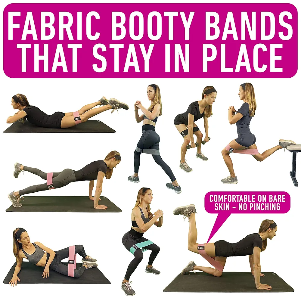 Fabric Resistance Bands for Working Out - Exercise Bands for Women and Men, Bands for Legs and Thai, Yoga, Pilates, Rehab, Fitness and Home Workout