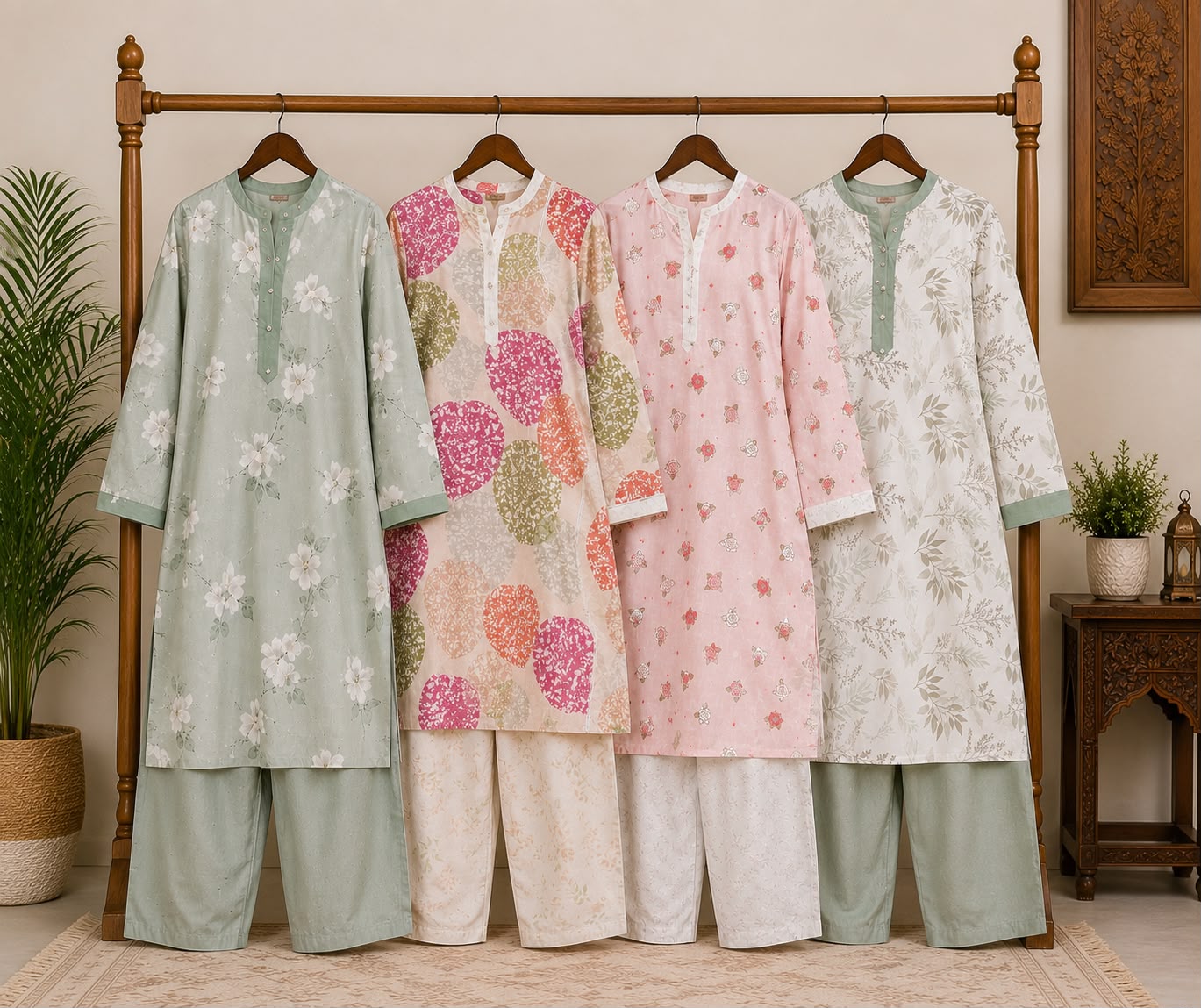 Women’s 2 Piece Printed Lawn Suit | Stitched Kurti Trouser Set | Premium Summer Lawn Dress | Ready to Wear Casual Wear