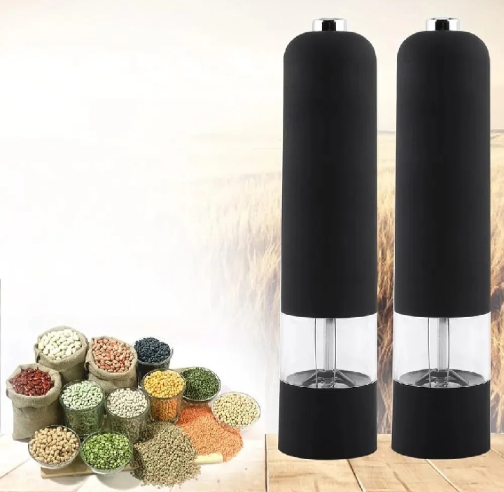 Electric Pepper Grinder and Salt Mill- Battery Operated One-Handed Spice Dispenser & Adjustable Coarseness- Premium Kitchen Upgrade w Strong Ceramic Blades -Matte Black, Batteries Not Included.