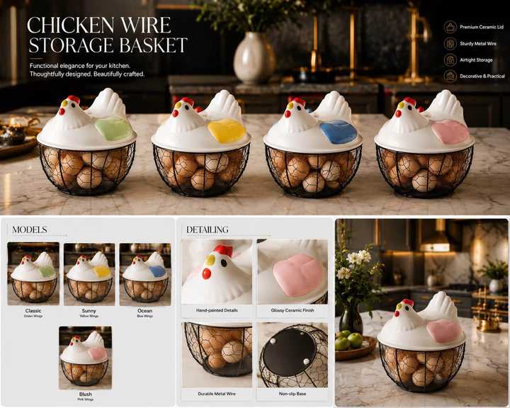 Iron Egg Basket | Multi Functional Egg Storage Basket | Metal Kitchen Organizer & Egg Holder | Stylish Countertop Storage Basket