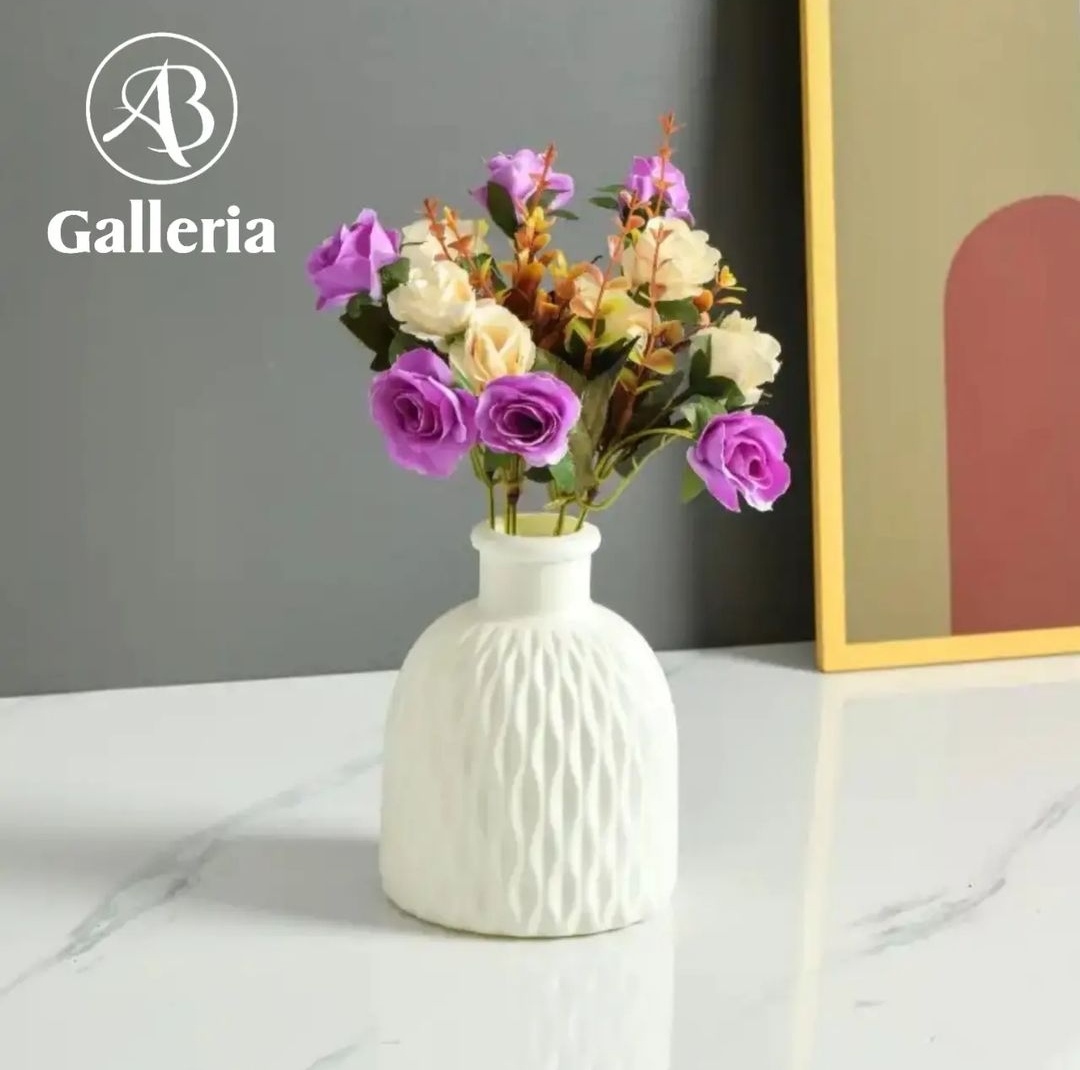 Flower Vase Flower Vase Unbreakable European Style Solid Color Modern Round Opening Desktop Decoration Plastic Plant Vase Home Decor Modern Flower Vase