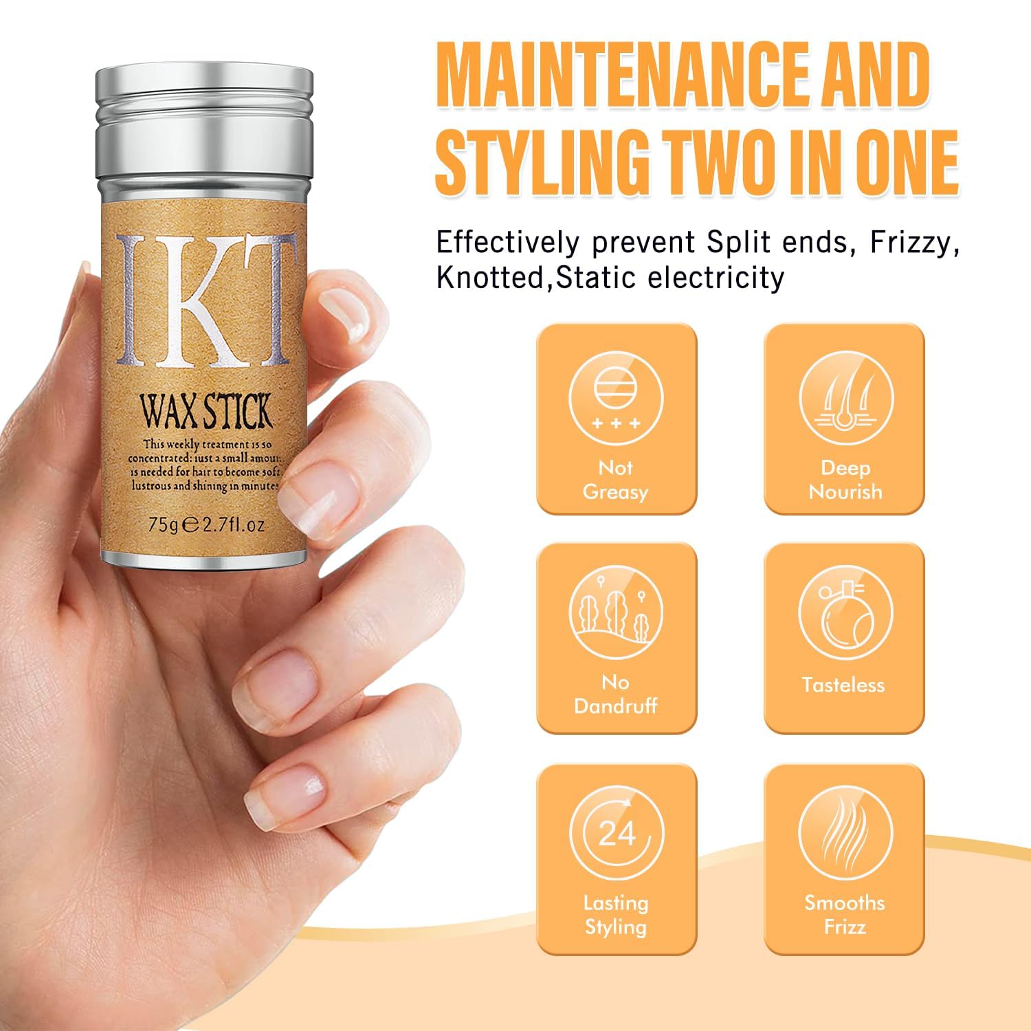 IKT Hair Wax Stick for Styling - Non-greasy Pomade for Women's Flyaways, Edge Frizz | Slick Stick for Frizzy Hair
