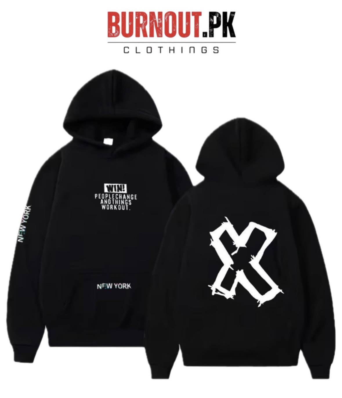 BURNOUT.PK NEW TRENDY WINTER COLLECTION PREMIUM QUALITY FRONT BACK PRINTED HOODIES FOR MENS AND WOMENS