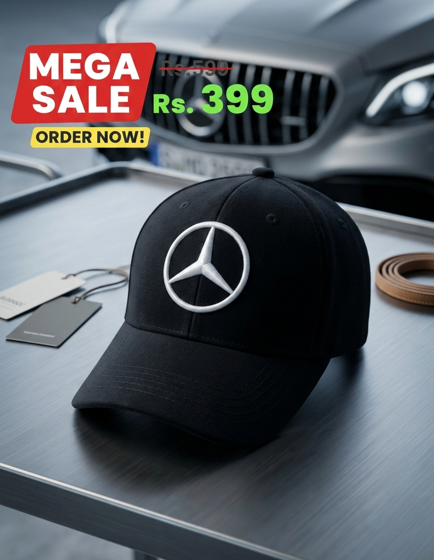 Mercedes-Benz And Ferarri Premium Embroidered Baseball Cap for Men & Women - High Quality Cotton Fabric - Adjustable Strap - Black & Blue Colors - Fashion Sports Cap