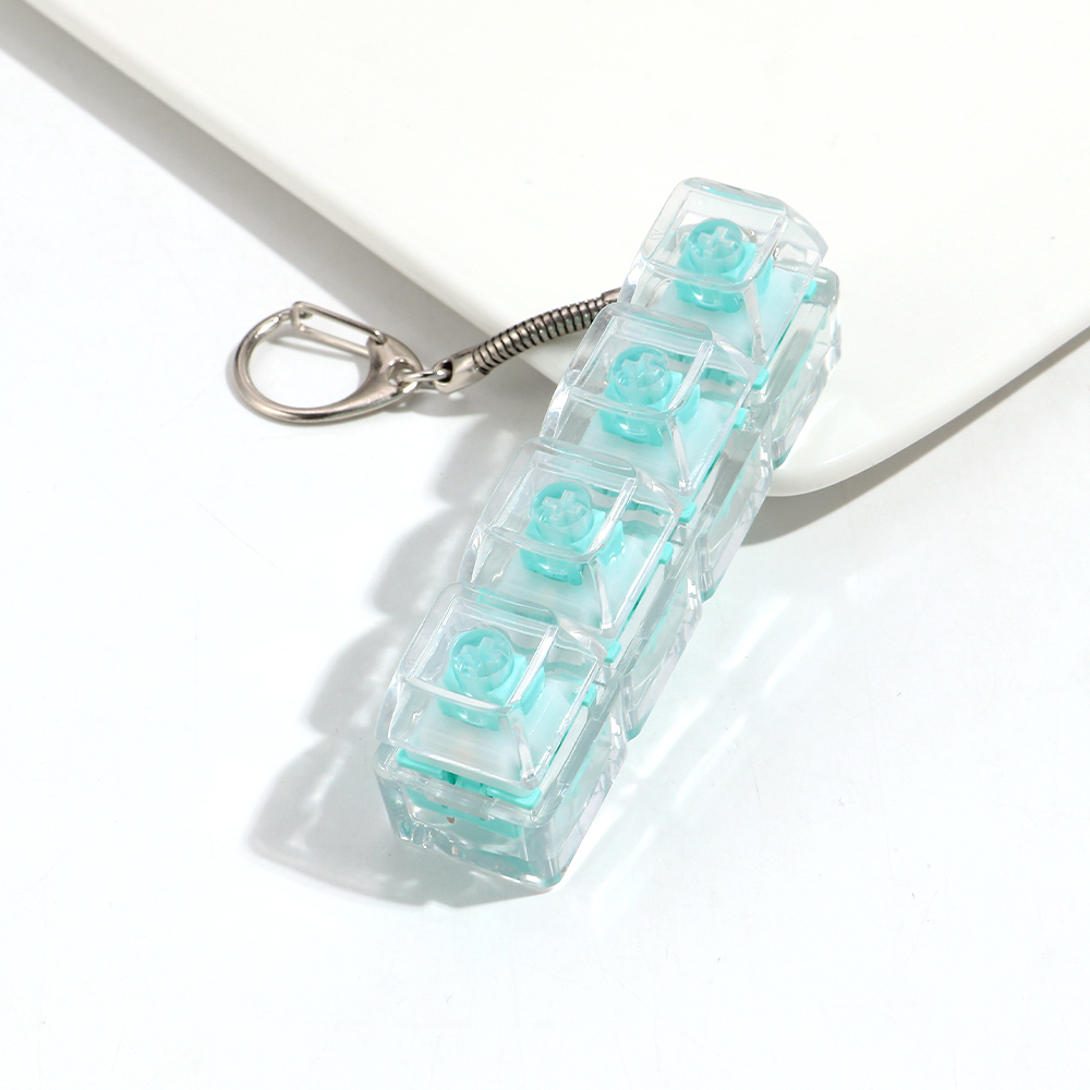 Keyboard Fidget Toys Crystal Keycap Keychain No Light Stress Relief Fingertip Gadget Decompression Toys Clicker Fidget Toy