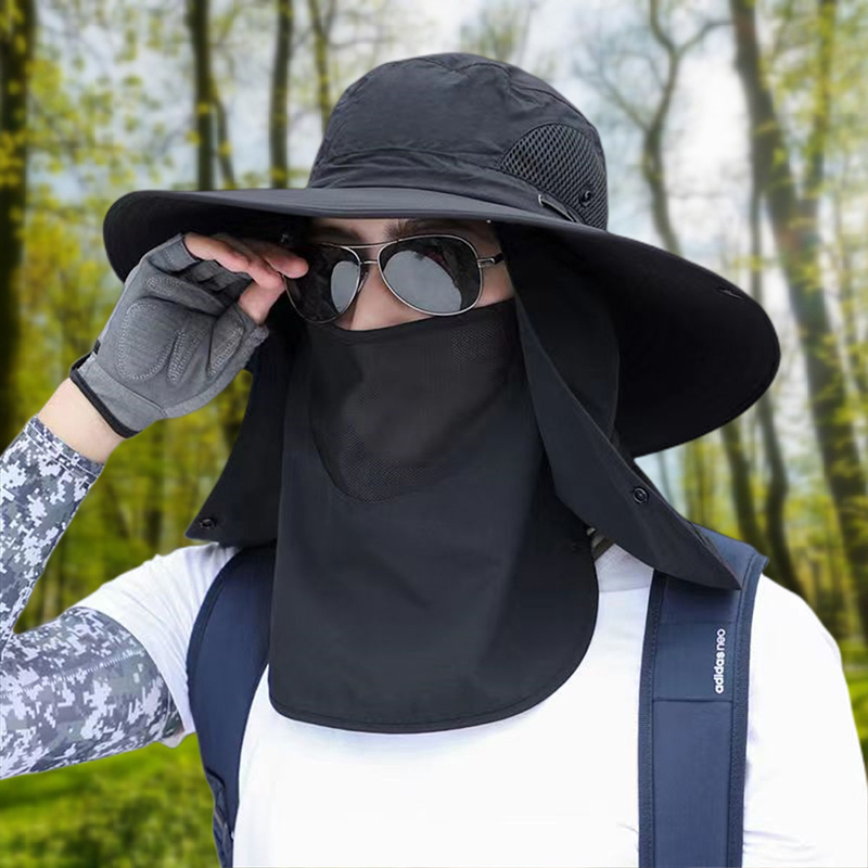 New 1Pcs Full Face Cover Fishing Hat Sun Cap With Mask Summer Hat Mountaineering Sun Protection Anti UV Hiking Hat Women Men