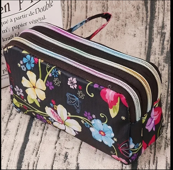 Triple Zipper Clutch Wallet