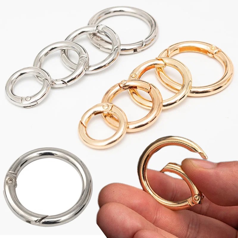 5Pcs 10Pcs/lot Metal O Ring Spring Clasps Openable Round Carabiner Keychain Bag Clips Hook Dog Chain Buckles Connector For DIY Jewellery and Bag Charms & Accessories