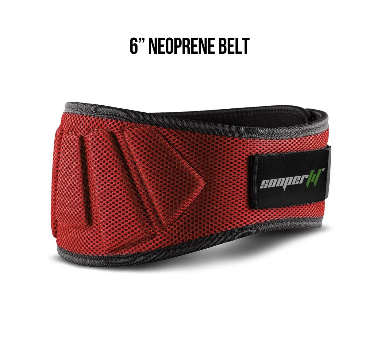 SOOPERFIT - NEOPRENE WEIGHT LIFTING BELT 6 INCHES WIDE BACK SUPPORT, POWER WEIGHTLIFTING GYM WORKOUT FOR MEN WOMEN