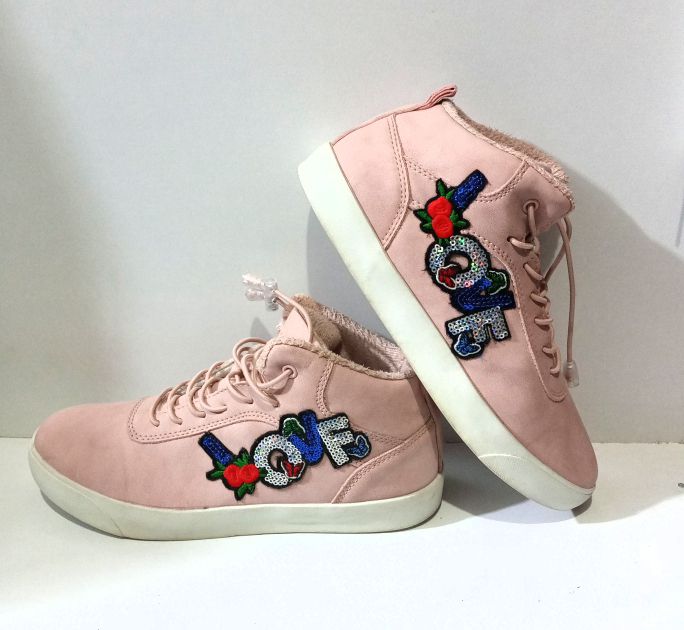 Girls long Stylish Leather Sneakers