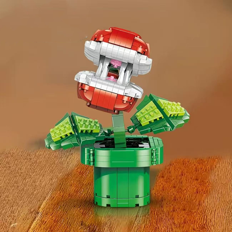 Flame Flower Man-eating Flower Building Blocks Question Mark Box Mini Building Blocks Creative Desktop Model Children's Toys