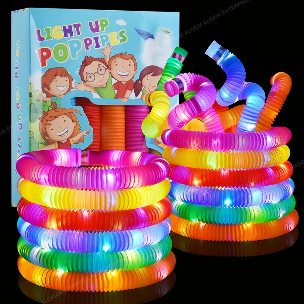 Led Light Pop Tube Toy Stretchy Bendable Pipe Toy Fidget Pop Toy Fidget Tube Toy Tube Sensory Toys