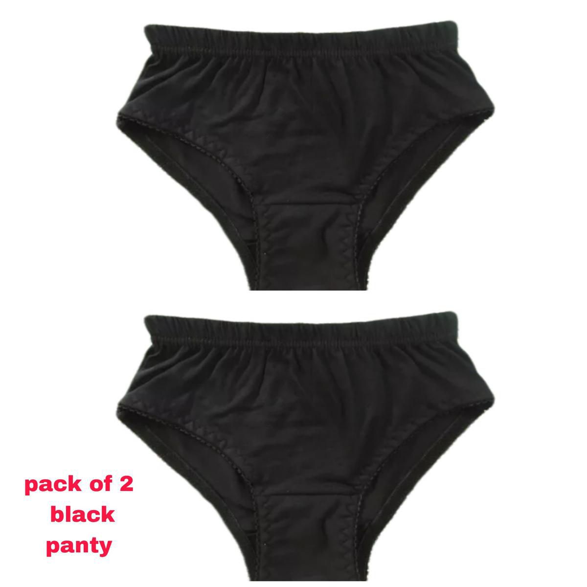 Pack of 2 Black Cotton Ladies Panties, Comfortable and Underwear for Women