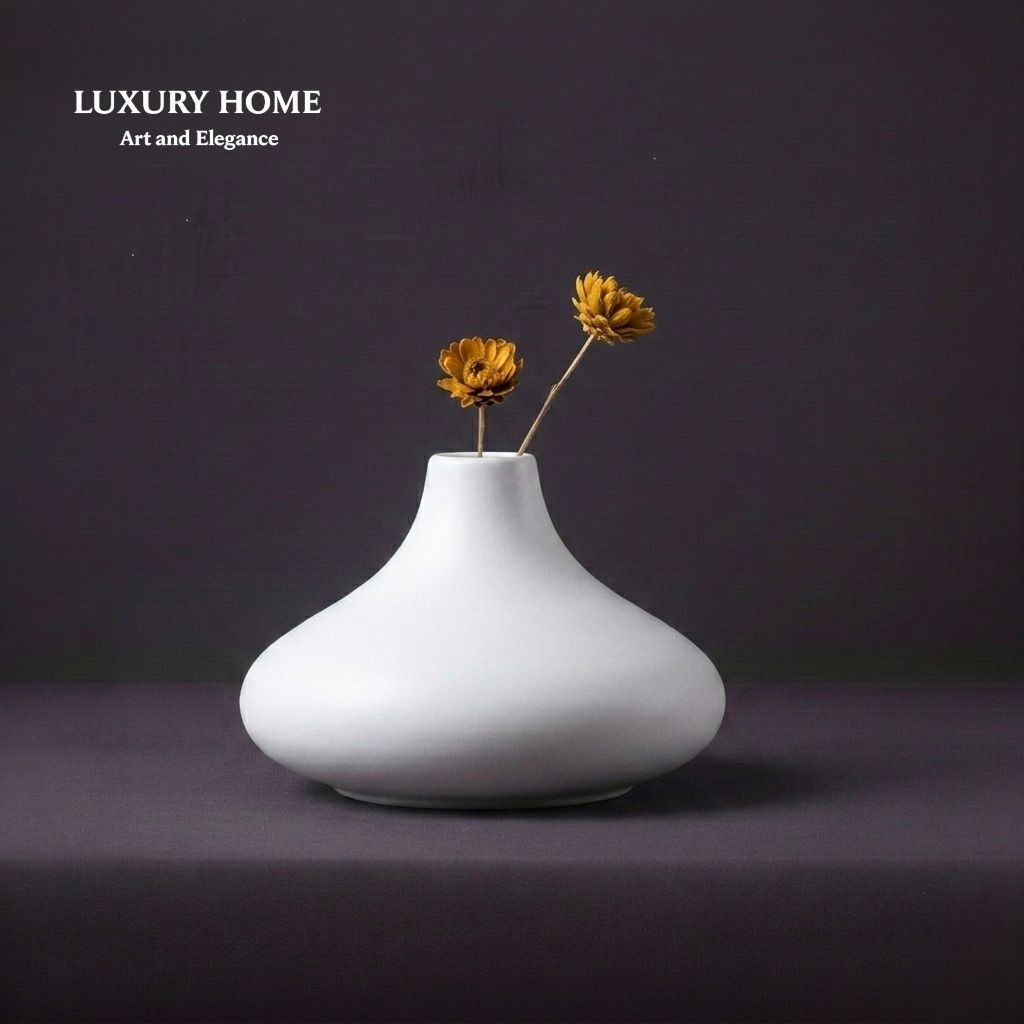 Modern Black Ceramic Flower Vase Centerpieces Office Desktop & Interior Decoration
