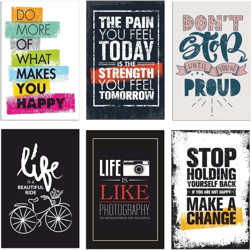 Set of 6 Modern Motivational Wall Art Frames