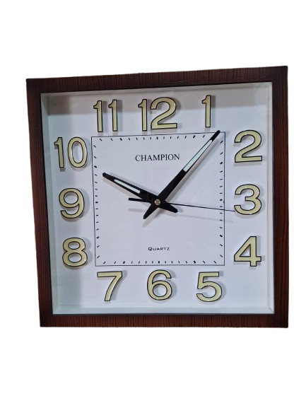 Champion wall clock Brown Square shape 12 inch Non Ticking clock