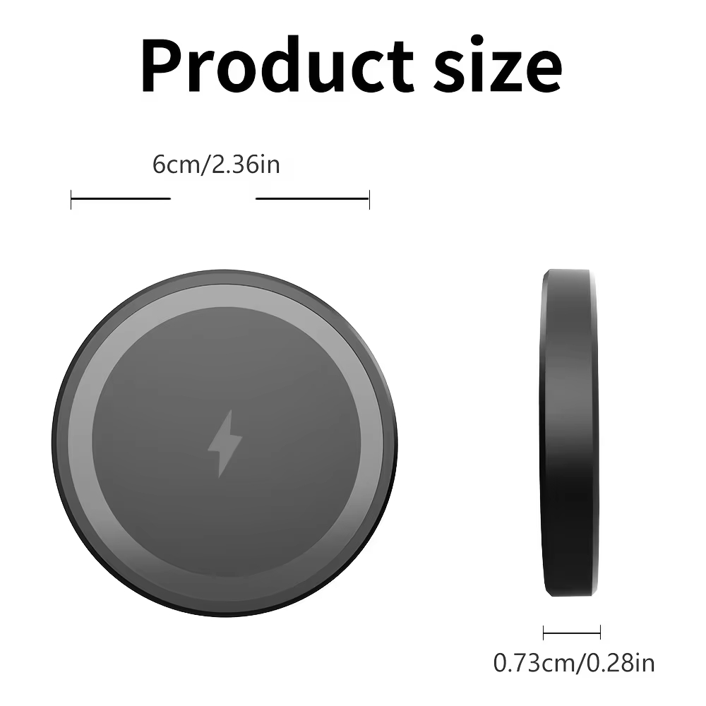 Ultra Thin 15W Wireless Charger Fast Qi Charging Pad 6cm Compact Lightweight Portable Design for Desk Bedroom Travel