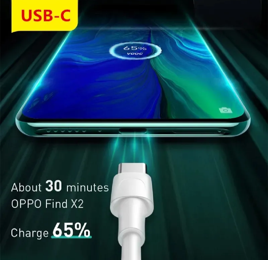 OPPO Original SUPERVOOC / VOOC Type-C Fast Charging Cable - 80W / 65W High Speed Data Cable (8A)