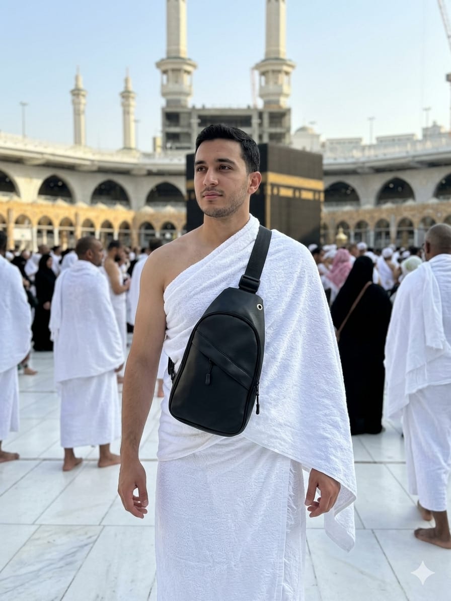 Crossbody bag Fashion Man Small Phone Pocket Shoulder Sling Umrah ehraam ihram hajj ehram for Men Women hiking Fanny Pack Body Multipurpose Chest Male Handbag Cross body Backpack Outdoor Neck Side Gym Bags