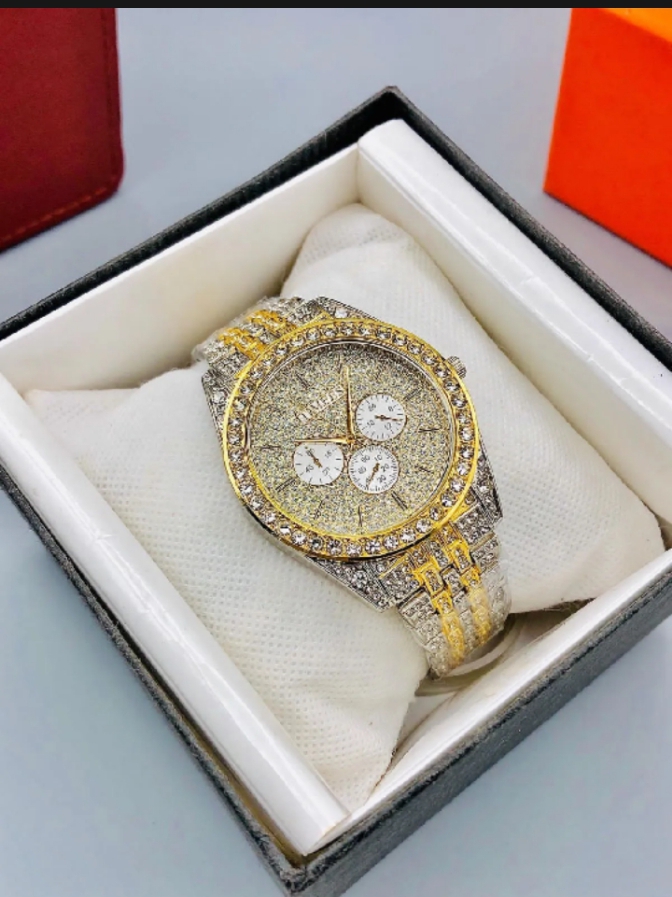 Boys & Gents Iced Out Stainless Steel Full Diamond Stone Bling Analog Quartz Wrist Watch for Men – Luxury Fully Paved Fashion Watch
