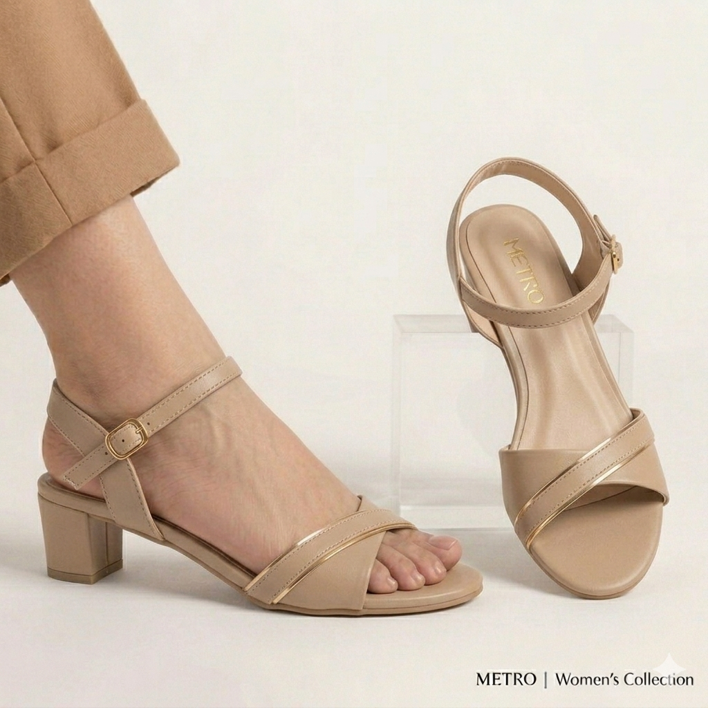 Branded Elegant Crossover Block Heel Sandals for Women - Stylish Comfortable Daily & Formal Block Heel Sandals for Ladies