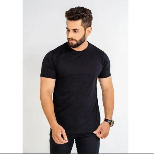 Black Plain Basic T Shirt For Men Round Neck Cotton Casual Wear Short Sleeve Everyday Shirt New Arrival Trendy Fashion Design