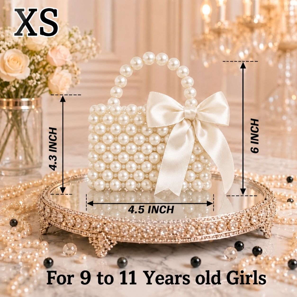 Elegant Mini Handmade Pearl Bag With Ribbon Bow – Versatile Design for Crossbody and Shoulder Carry - Wedding Clutch