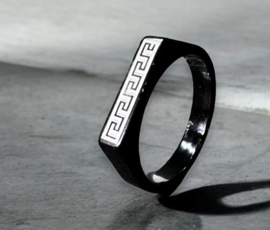 Hot Selling Slim Ring For Men And Women Top Fashion High Quality  Stainless steel Slim  Greek Rectangle Ring For Boys And Girls Never FADE  Color