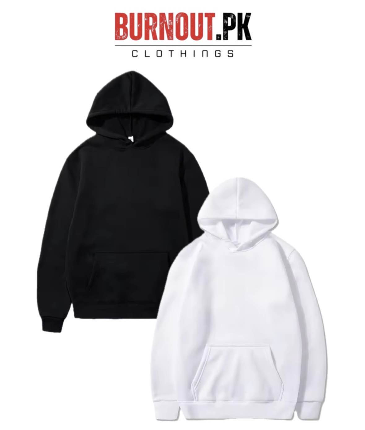NEW TRENDY WINTER COLLECTION PACK OF 2 BLACK AND WHITE PLANE BASIC HOODIES FOR MENS