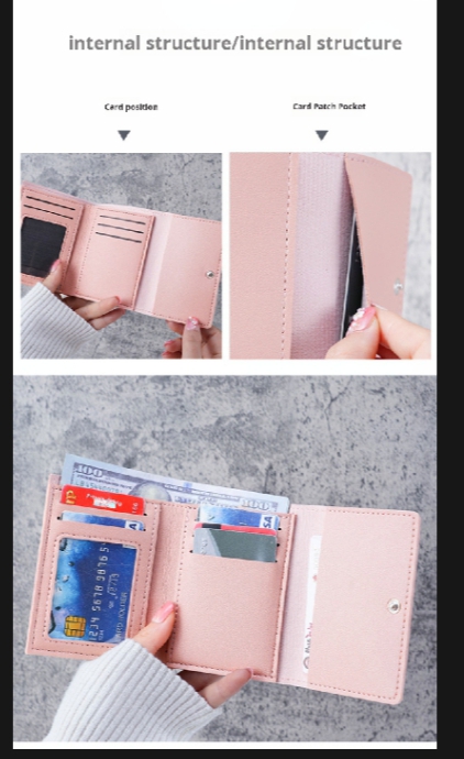 Hajvery Purse for Women All-Season PU Leather Cute Tri-Fold Multi-Card Wallet