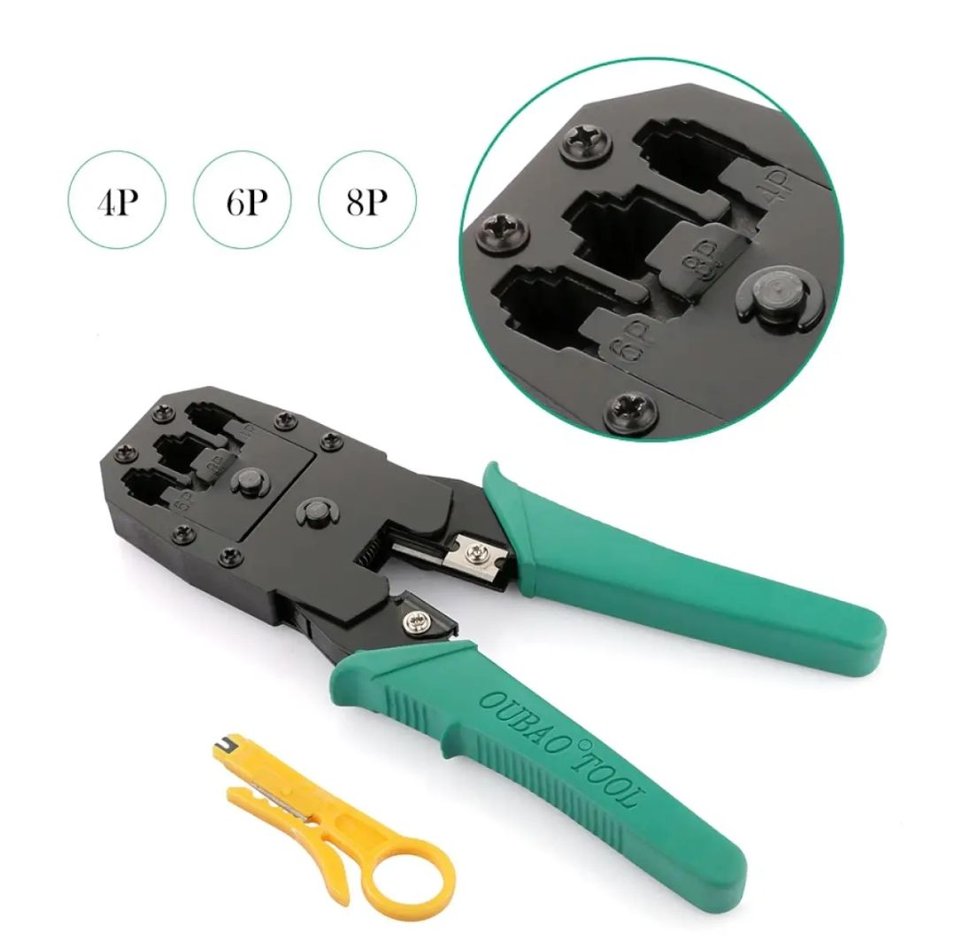 RJ45 3 in 1 Network LAN Ethernet Cable Crimping Tool RJ45 RJ11 RJ12 Crimper Cutter Wire Stripper 8P8C 6P6C 4P4C Multifunction Portable Networking Repair Tool for Cat5 Cat5e Cat6 Cat6A Cat7 Modular Connectors Premium Quality