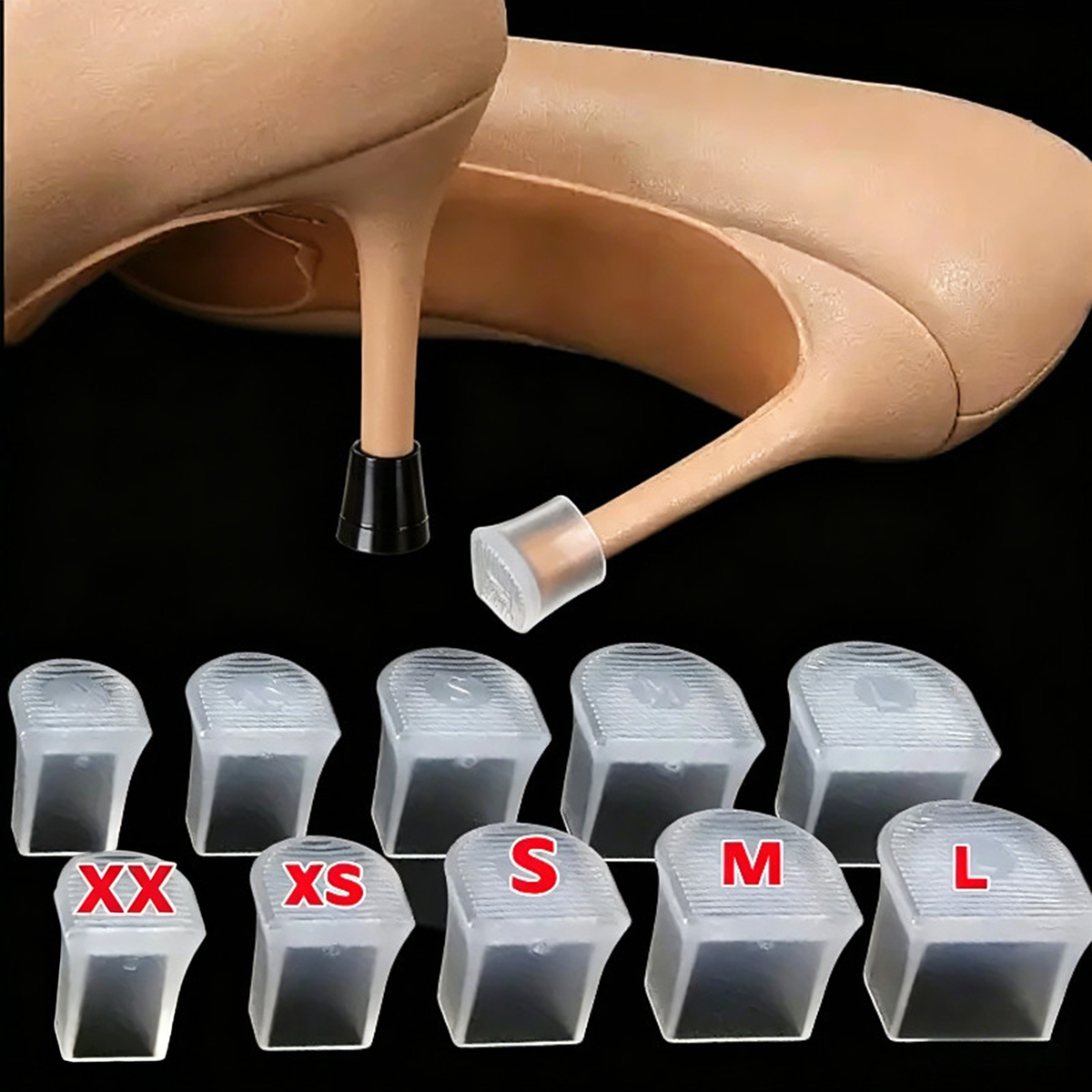 2/5/10Pairs Silicone Heel Protectors Stoppers Latin Stiletto Dancing Cover Antislip High Heeler Bridal Wedding Shoes Accessories
