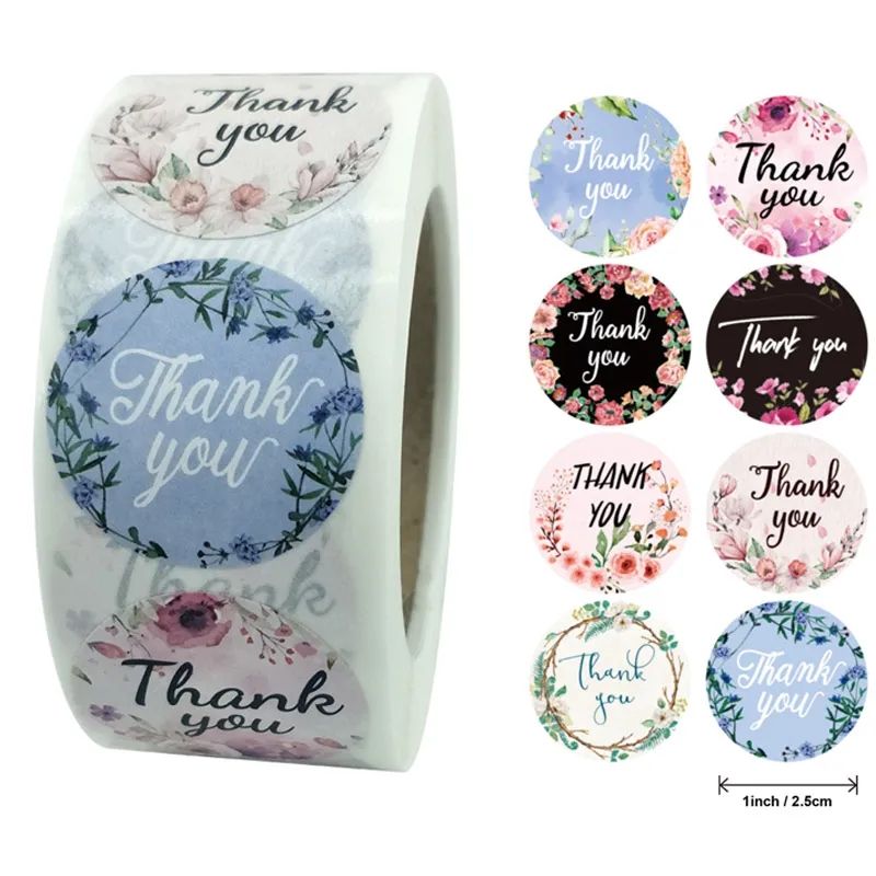 100 Pcs of Thanks You Floral Stickers| Arts and Craft | Stickers and Labels