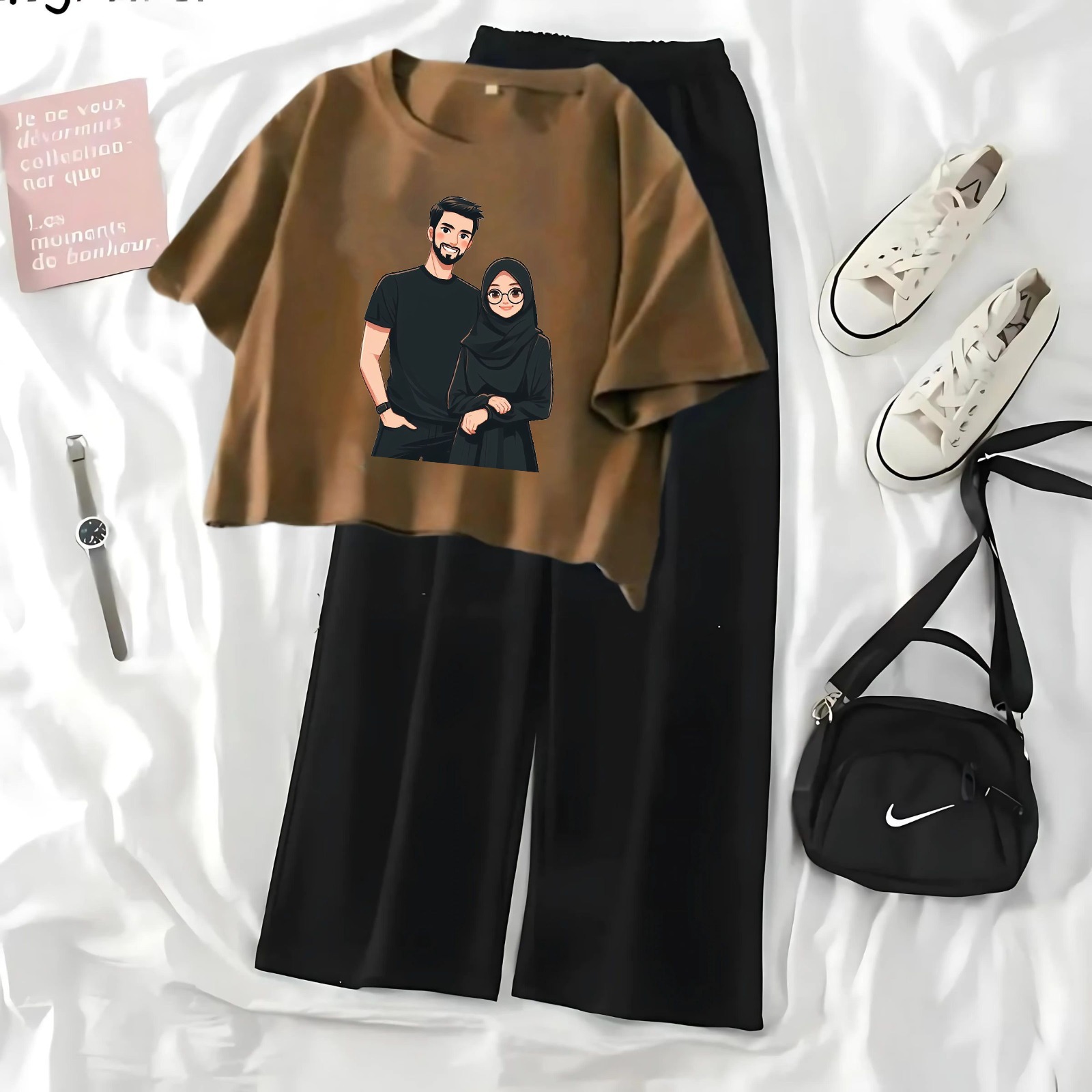 Crop Top and Flapper Trouser Suit For Women and Girls Cotton Casual Comfortable Everyday Wear