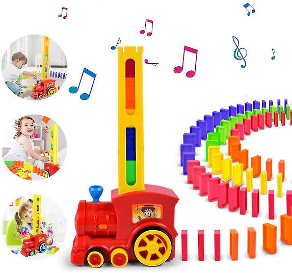 Kid's Domino Train Blocks Set, domino train blocks set building and stacking toy, Automatic Domino Train Set Kids Toy with Light and Sound Construction image 7