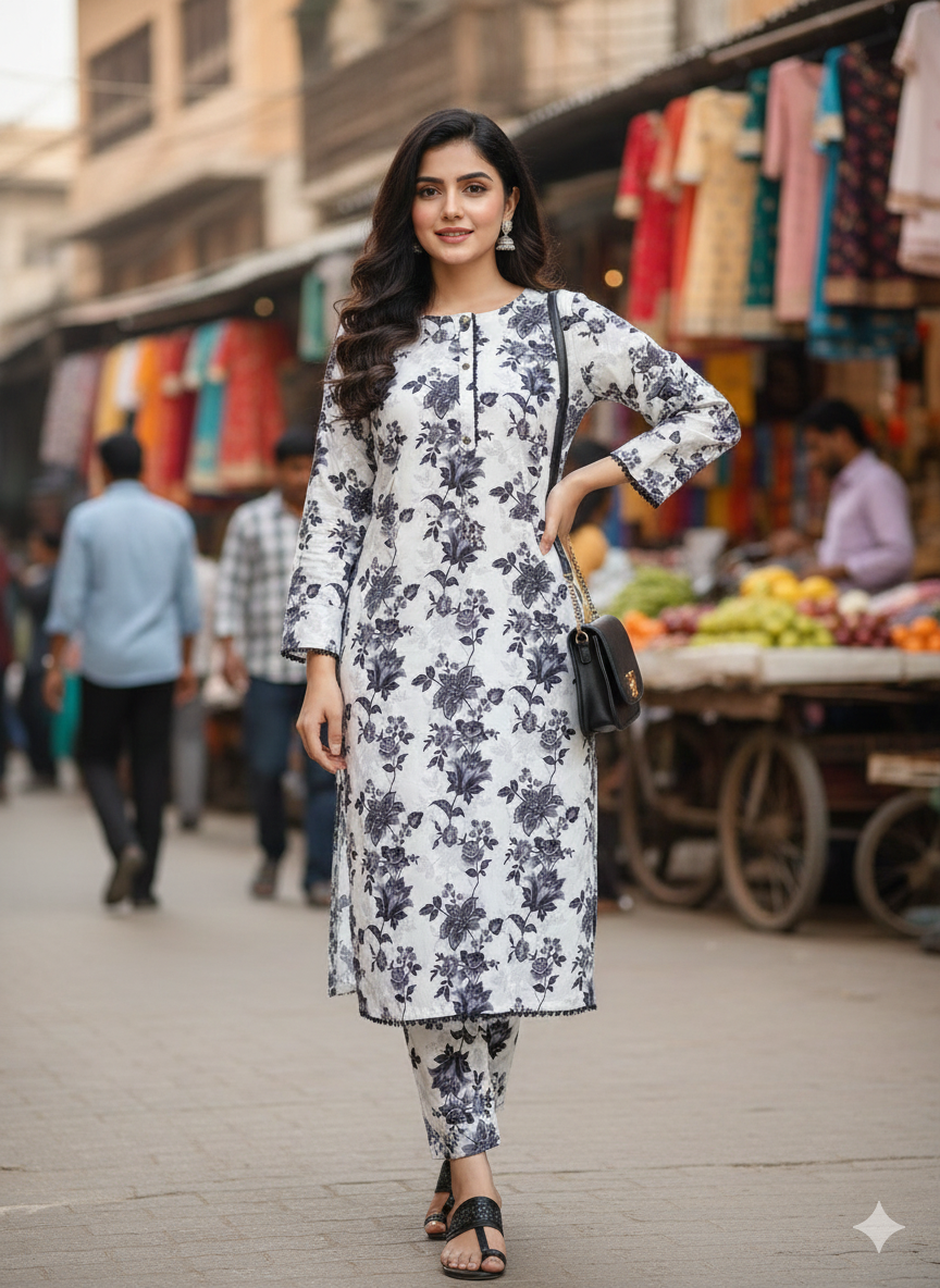 Dress for girls  - Girls Dress  -  Dresses for women  - Clothes for Girls  -  Night Dress for Girls - Stitched Dresses for Women - Lawn Cotton -  Kurti trouser