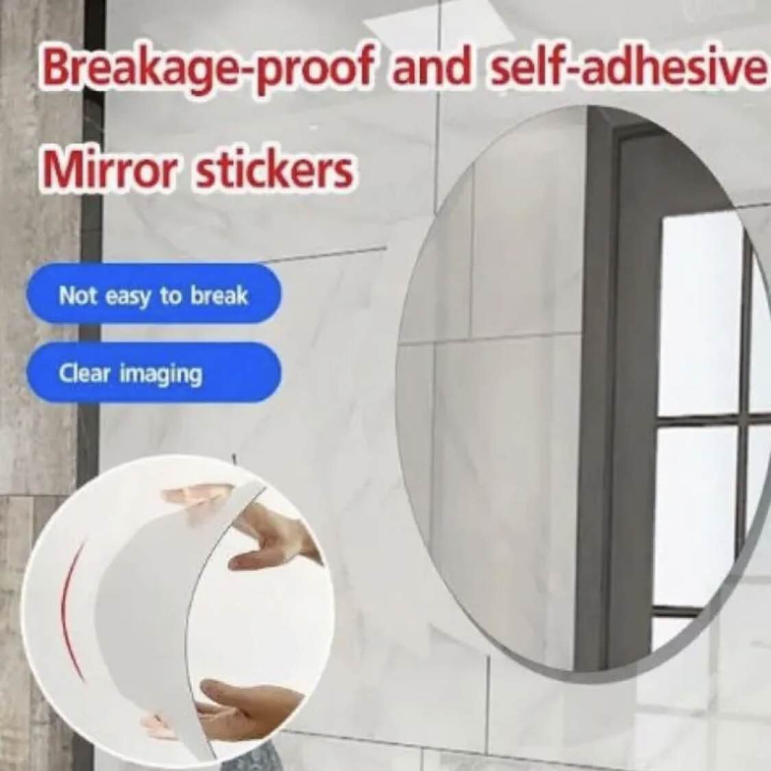 Mirror wall stickers, self-adhesive wall mirror stickers, flexible self-adhesive non-glass mirror stickers, oval-shaped mirror sheets ,Mirror For Decoration