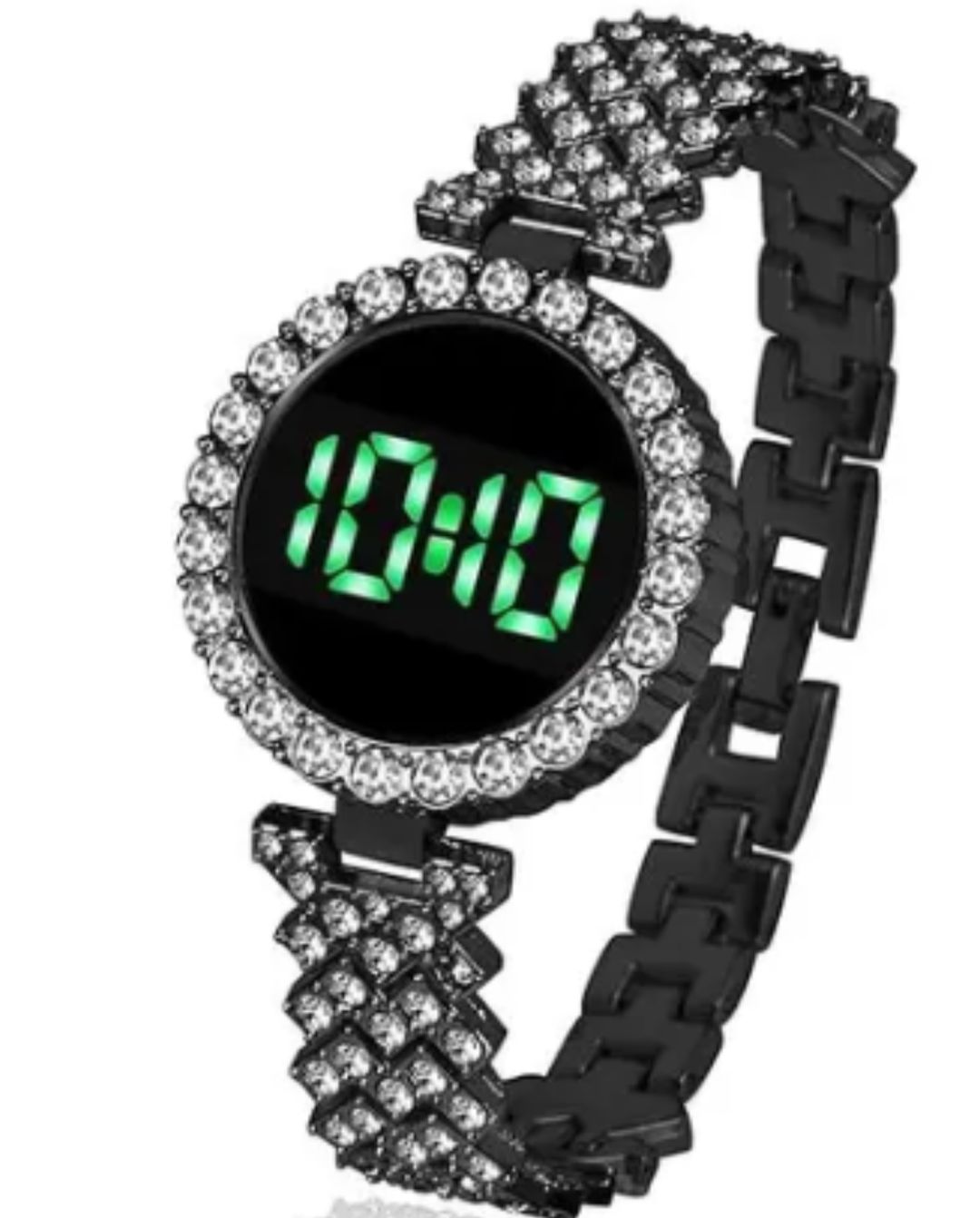 Hot Deal No.1 Full Diamond Touch Screen LED Watch – Steel Chain with Diamonds for Women & Girls