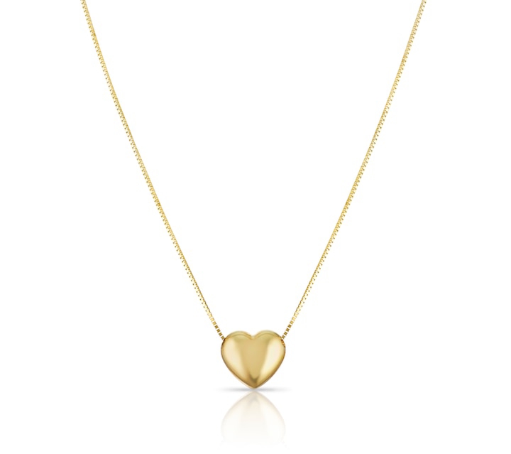 Gold Plated Puffy Heart Pendant Chain | Fashion Necklace for Women