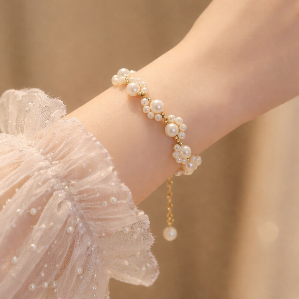Elegant Cat's Paw Pearl Beaded Bracelet for Girls & Women Fashion Jewelry Cute Charm Bracelet