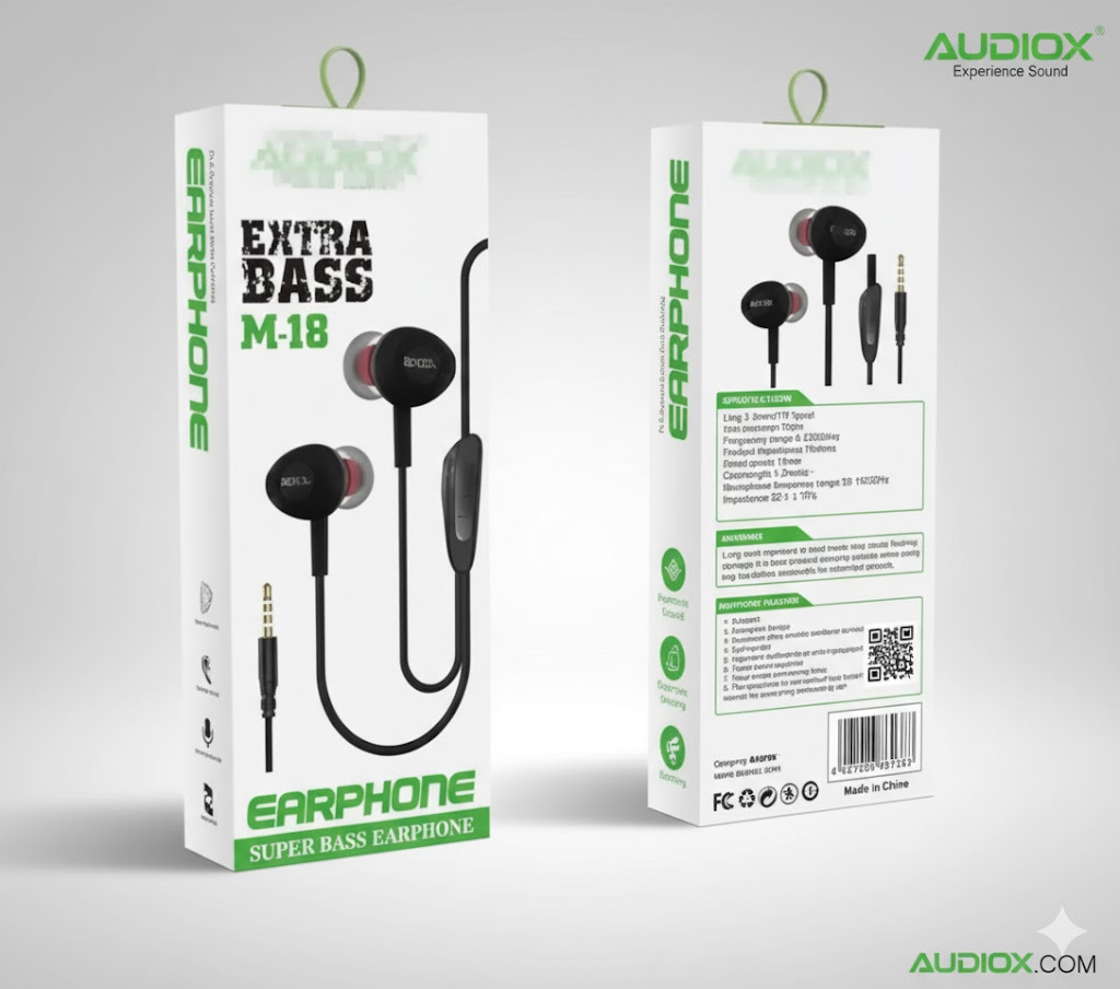 Stereo Handsfree M-18 Premium Quality  & Super Bass Earphones Best Sound