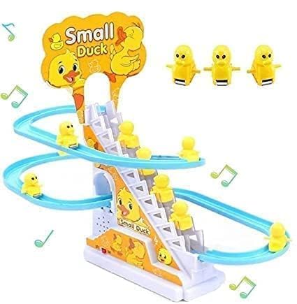 Duck Slide Track Racing Toys for Kids - Sliding  Cartoon Stair Climbing Toys for Kids, Escalator Toy with Lights and Music - educational learning toddlers