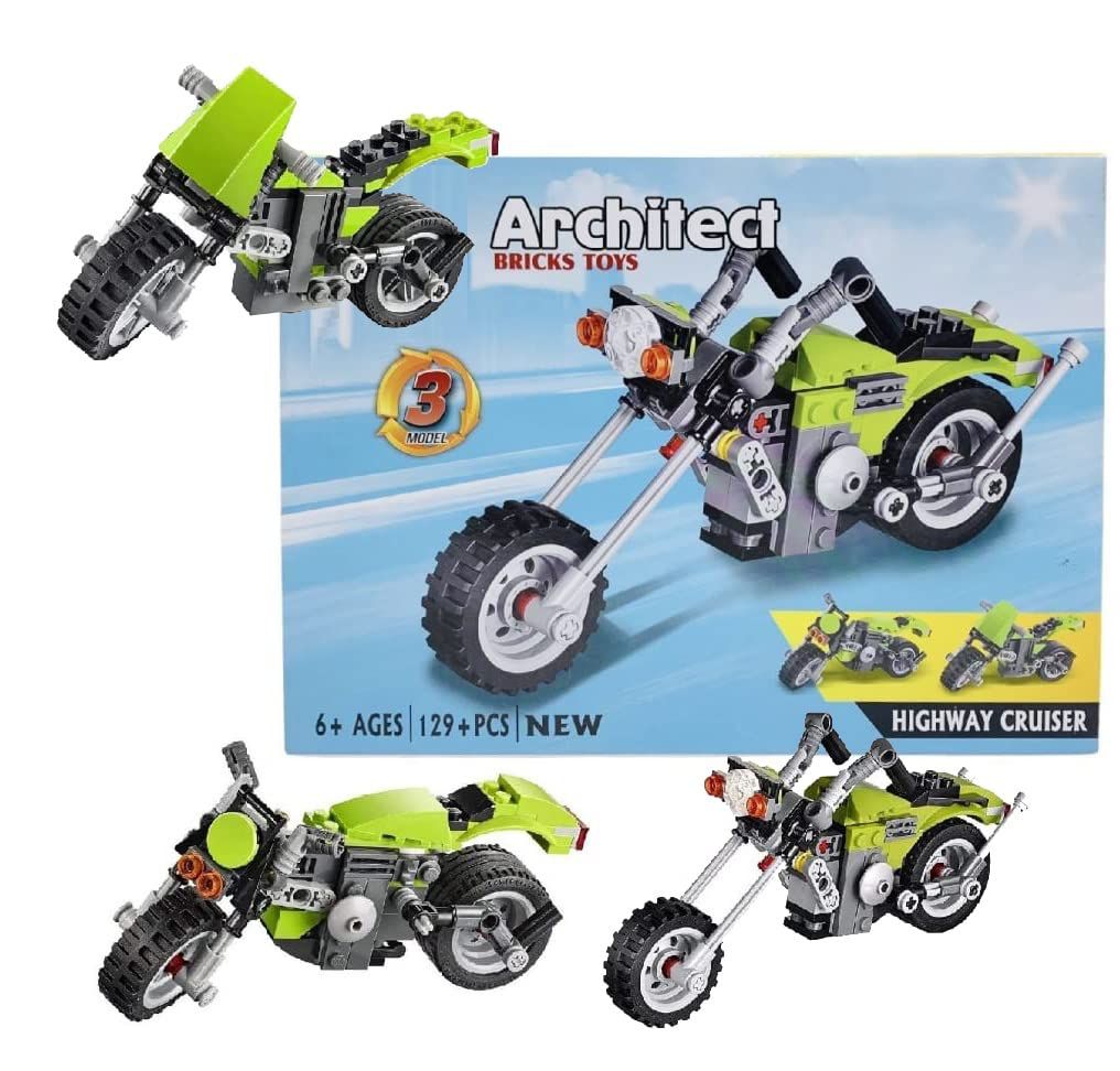 Architect 3In1 Harley Cruiser Motorcycle Building Block Brick Diy Bike Block Toy Model Mini Blocks Assembled Children'S Building Blocks Educational Toys|Multicolor